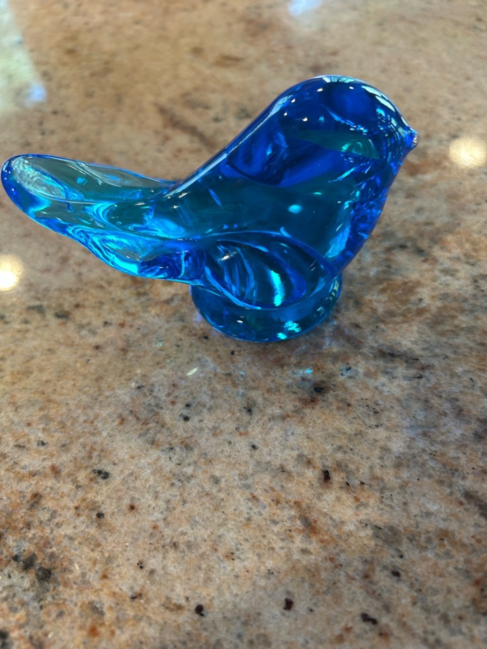 Terra Studios Blue Bird of Happiness Solid Glass  1989 Signed Leo Ward Artist